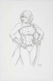Mitch Foust - Power Girl Pin-Up Illustration Original Art (undated).