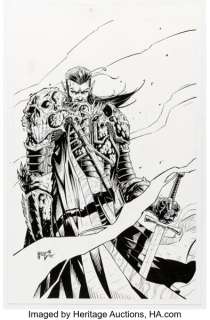 Josh Medors Dracula vs King Arthur Trade Paperback Pin-Up Illustration Original Art (Silent Devil Prod., 2006).
