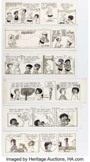 Morrie Turner Wee Pals Comic Strip Daily Original Art Group of 6 (The Register and Tribune Syndicate/Field Enterprises, 1983-91). (Total: 6 Original Art)