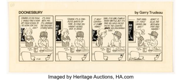 Garry Trudeau Doonesbury Daily Comic Strip Original Art dated 11-24-81 (Universal Press Syndicate, 1981). | Heritage