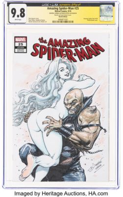 Dheeraj Verma The Amazing Spider-Man #25 Sketch Edition - JSA Authentic Autograph Wraparound Sketch Original Art (Marvel, 2019) CGC NM/MT 9.8 White pages.