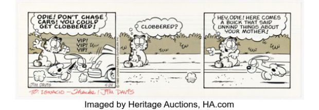 Jim Davis Garfield Daily Comic Strip Original Art dated 4-24-85 (United Feature Syndicate, 1985). | Heritage