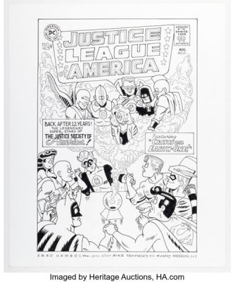 Fred Hembeck Justice League of America #21 Cover Re-Interpretation Original Art (2003).