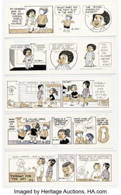 Morrie Turner Wee Pals Daily Comic Strips Original Art Group of 7 (Creators Syndicate, 1990). (Total: 7 Original Art)