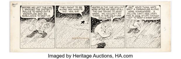 Chester Gould Dick Tracy Daily Comic Strip Original Art dated 3-23-43 (The Chicago Tribune, 1943). | Heritage