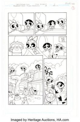 Christopher Cook and Mike DeCarlo The Powerpuff Girls #68 Story Page 3 Original Art (DC, 2006).