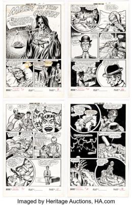 Iger Studio Journey into Fear #11 "Miser in the Coffin" Complete 7-Page Story Original Art (Superior, 1953). (Total: 7 Original Art) | Heritage