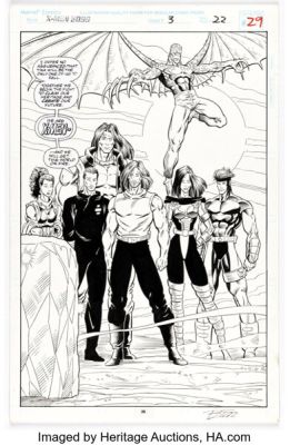 Ron Lim and Gary Martin X-Men 2099 #3 First Full Team Splash Page 22 Original Art (Marvel, 1993). | Heritage
