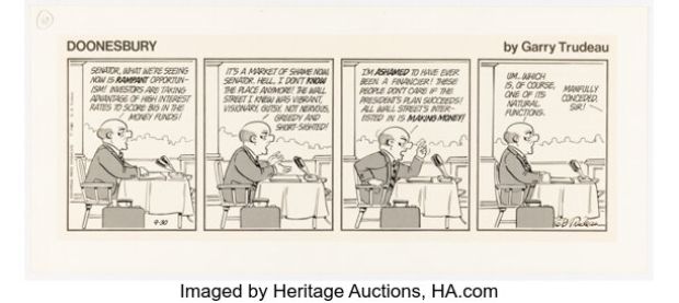 Garry Trudeau Doonesbury Daily Comic Strip Original Art dated 9-30-81 (Universal Press Syndicate, 1981). | Heritage