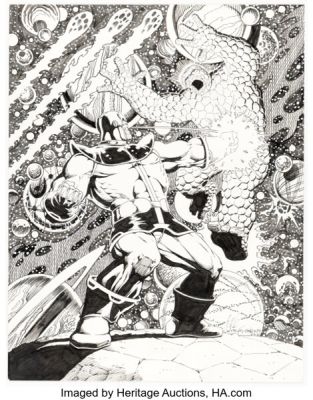 Jim Starlin and Al Milgrom - Thanos vs. Thing Specialty Illustration Original Art (2021). | Heritage