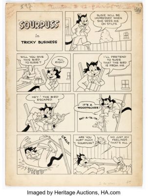 St. John Artist Paul Terry’s Comics #92 "Tricky Business" Story Page 1 Original Art (St. John, 1952). | Heritage