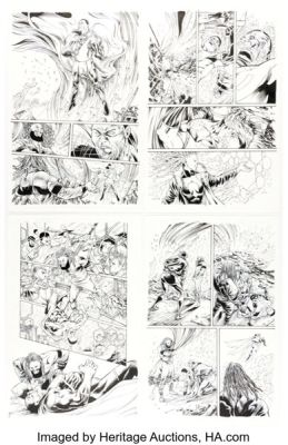 Juan Castro [Sean Hill printed blue lines] Blood Syndicate: Season One #5 Story Pages Original Art Group of 4 (DC, 2022). (Total: 4 Original Art)