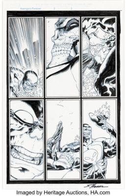 Scott Hanna [Carlos Magno printed blue lines] Avengers Forever #2 Story Page 2 Original Art (Marvel, 2022). | Heritage