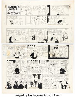 George McManus Bringing Up Father and Rosie’s Beau Sunday Comic Strips Original Art dated 6-23-40 (King Features Syndicate, 1940). (Total: 2 Original Art) | Heritage