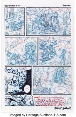 Scott Shaw Teen Titans #30 Captain Carrot and His Amazing Zoo Crew Story Page 1 Preliminary Original Art (DC, 2006).