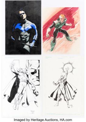 Michael Bair, Jim Taylor, and others - DC Superheroes Illustrations Original Art Group of 4 (1986-2001). (Total: 4 Original Art) | Heritage