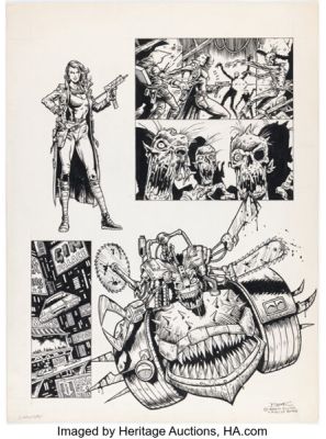 Brett Ewins and Philip Bond Chainsaw Warrior Illustration Original Art (Games Workshop, c. 1980s).