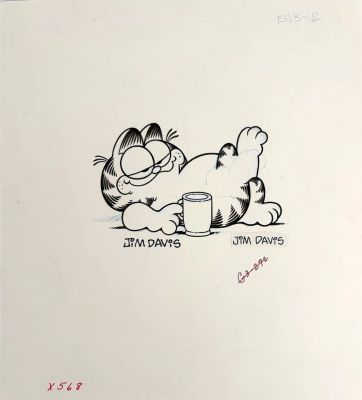 Davis Jim Garfield Illustration... | DAVIS Jim Garfield Illustration représentant le célèbre... | Vermot et Associés