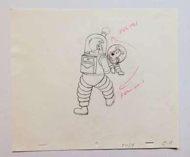 Tintin - Croquis préparatoire pour film d animation - Haddock/Milou - On a marché sur la lune - (années 60) | Catawiki