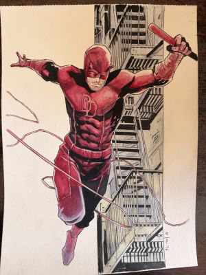 Matteo Leoni | Daredevil Watercolors/Gouache Artwork by Matteo Leoni | Raremarq (Buy It Now)
