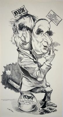 Cabrol Michel. Pétrole... | Lot 14 - CABROL Michel. PÉTROLE - Mr. Hyde / Dr. Jékyll, (Caricature... | Art Valorem