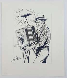 Galep - Illustr. Origin. "Il Fotografo del West" - Firmata - Loose page | Catawiki
