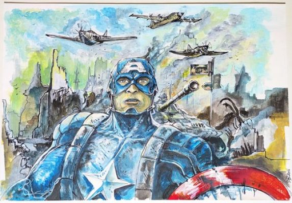 DANIELE BIANCHI Disegno Originale CAPTAIN AMERICA 33x48 Sketch Original Art | eBay Europe (Buy It Now)