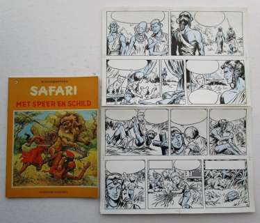 Safari 11 - Originele pagina (p.12) - Met speer en schild - (1971) | Catawiki