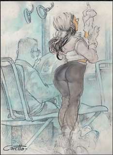 Fernando Caretta - illustrazione originale "Nel Tram" - Loose page | Catawiki