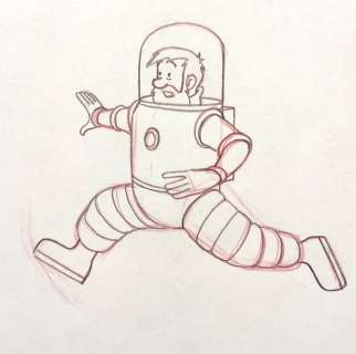 Tintin - Animation Production Drawing - Haddock - On a marché sur la lune - (années 60) | Catawiki