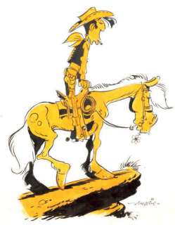 Morris. (1923-2001) | MORRIS. Â«Lucky Luke et Jolly JumperÂ». Encre de Chine et gouache pour&h | Tessier Sarrou
