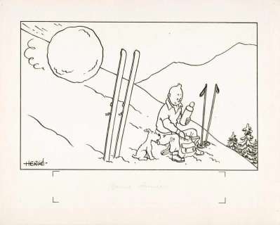 Dessin original pour une carte neige | BDEnchères