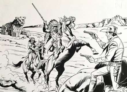 Tex - Francesco Gamba - illustrazione originale - Loose page | Catawiki