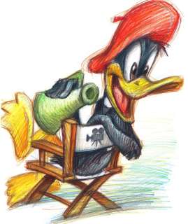 Daffy Duck Film Director - Unique Giclée - Joan Vizcarra - Loose page - First edition | Catawiki