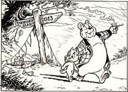 Raymakers, Wil - Originele tekening ter gelegenheid van het Toonderjaar 2013 - Bommel en Tom Poes - (2013) | Catawiki