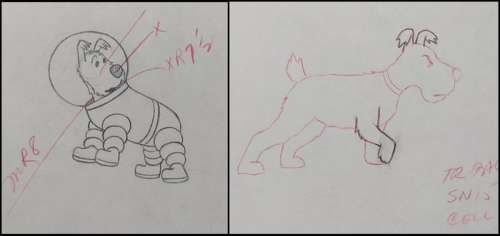 Tintin - 6x Original drawing - Milou - On a marché sur la lune - (1960’s) | Catawiki