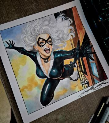 Guilherme Silva - BLACK CAT - Pinup art by Guilherme Silva - 10,8" x 10,8"