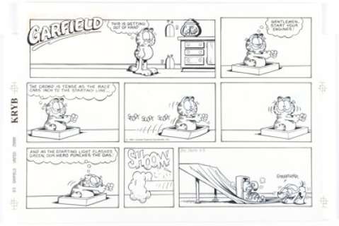 Jim Davis Garfield Sunday Comic Strip Original Art dated 3-3-91 (United Feature Syndicate, 1991). | Heritage