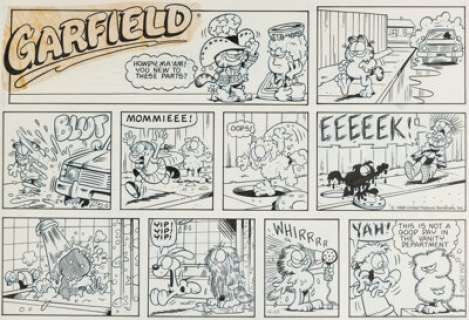 Jim Davis Garfield Sunday Comic Strip Original Art dated 4-10-88 (United Feature Syndicate, 1988). | Heritage