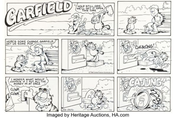 Jim Davis Garfield Sunday Comic Strip Original Art dated 7-6-86 (United Feature Syndicate, 1986). | Heritage