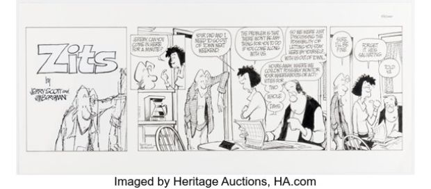 Jerry Scott and Jim Borgman Zits Sunday Comic Strip Original Art dated 9-3-00 (King Features Syndicate, 2000).