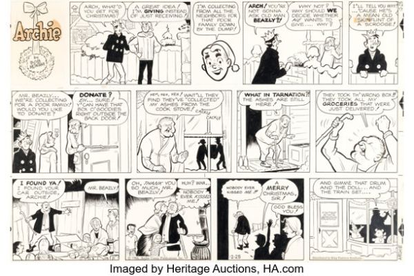 Bob Montana Archie Sunday Comic Strip Original Art dated 12-25-66 (King Features Syndicate, 1966). | Heritage