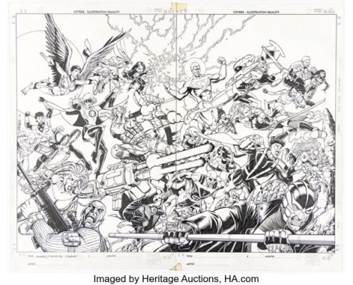 George Pérez The Authority #18 / WildC.A.T.S #19 Interconnecting Covers Original Art (DC/WildStorm, 2010). | Heritage