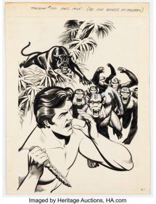 Russ Manning Edgar Rice Burroughs’ Tarzan of the Apes #156 Promotional Illustration Original Art (Gold Key, 1966). | Heritage