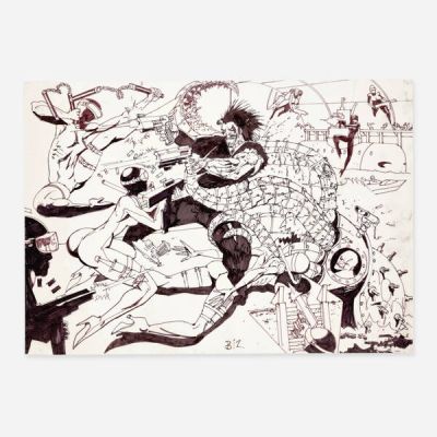 Simon Bisley | Lot 280 - Lobo Sega Genesis/Super Nintendo Preliminary Original Art (Ocean of America, 1996) | Landry Pop Auctions
