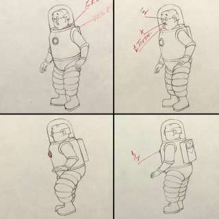 Tintin - 4x Animation Drawings - Wolff - On a marché sur la lune - (1960Â´s) | Catawiki