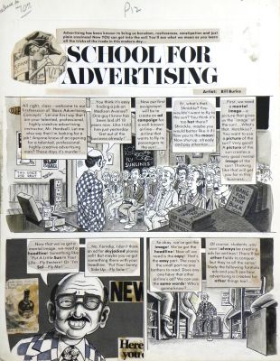 Bill Burke | Crazy Magazine –  » SCHOOL FOR ADVERTISING  » – Planche Originale | Zic et Bul