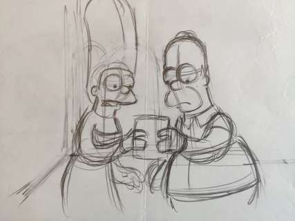 The Simpsons - Original Animation Art drawing - Homer and Marge - First edition | Catawiki