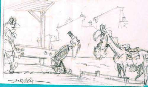 Morris | Â«Lucky LukeÂ». Croquis Ã  la mine de plomb pour un crayonné de la | Tessier Sarrou