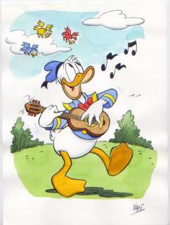 Donald Duck - Dibujo original - DONALD plays guitar (2020) | Catawiki